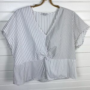 Madewell White and Black Striped Blouse